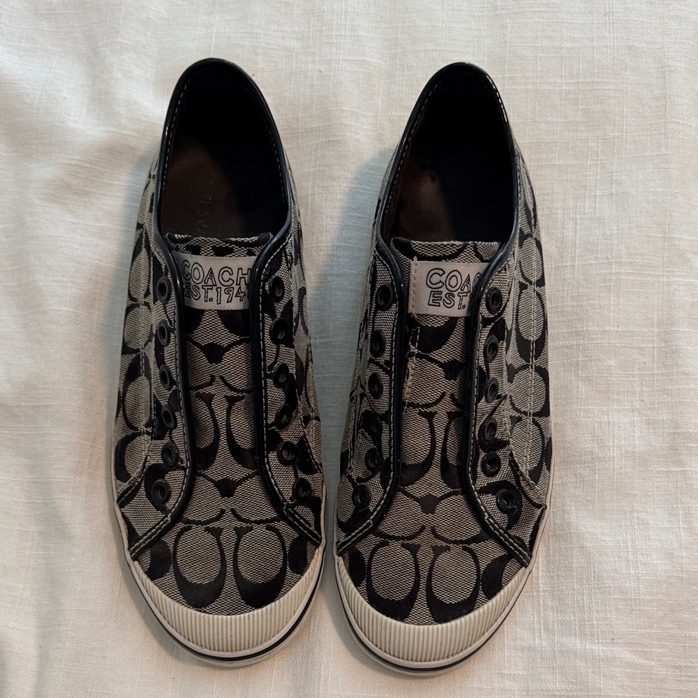 Coach Monogram Black and Gray Slip-Ons